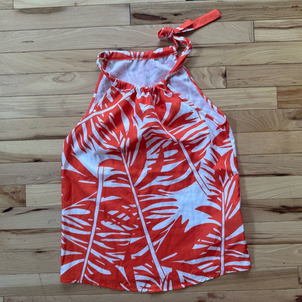 Orange and White Halter Top ladies size Xs